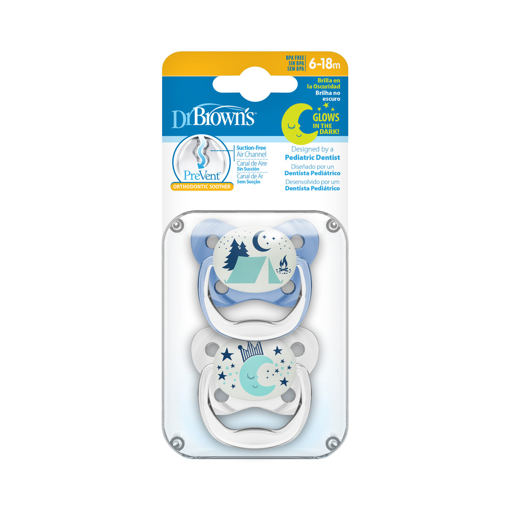 Dr. Brown's Prevent Glow in the Dark Butterfly Shield Soother - Stage 1 - Blue