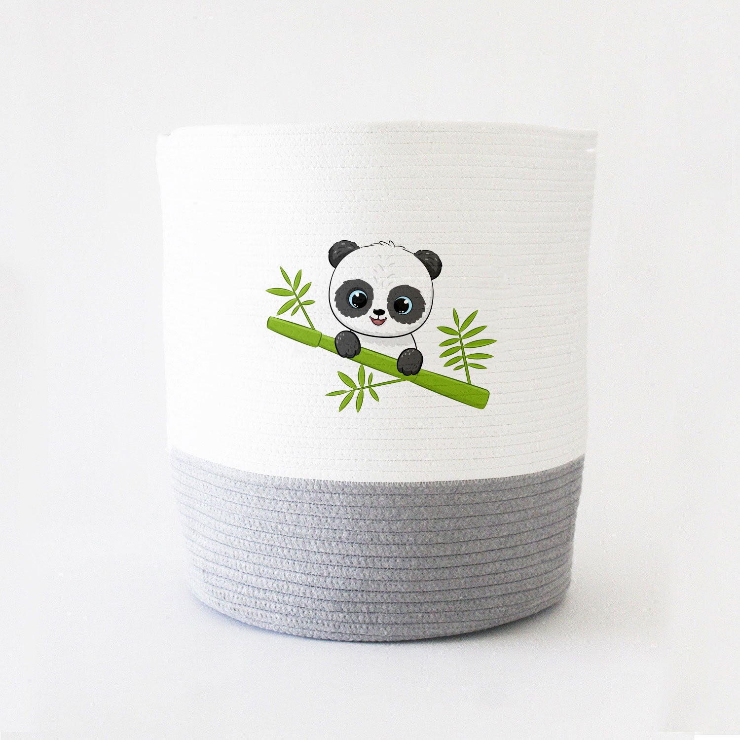Personalized Storage Basket - Large - Panda Theme - Grey