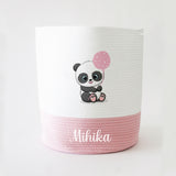 Personalized Storage Basket - Large - Panda Theme - Pink