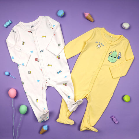 Party Pear Sleepsuits - Pack of 2 (NB, 0-24)