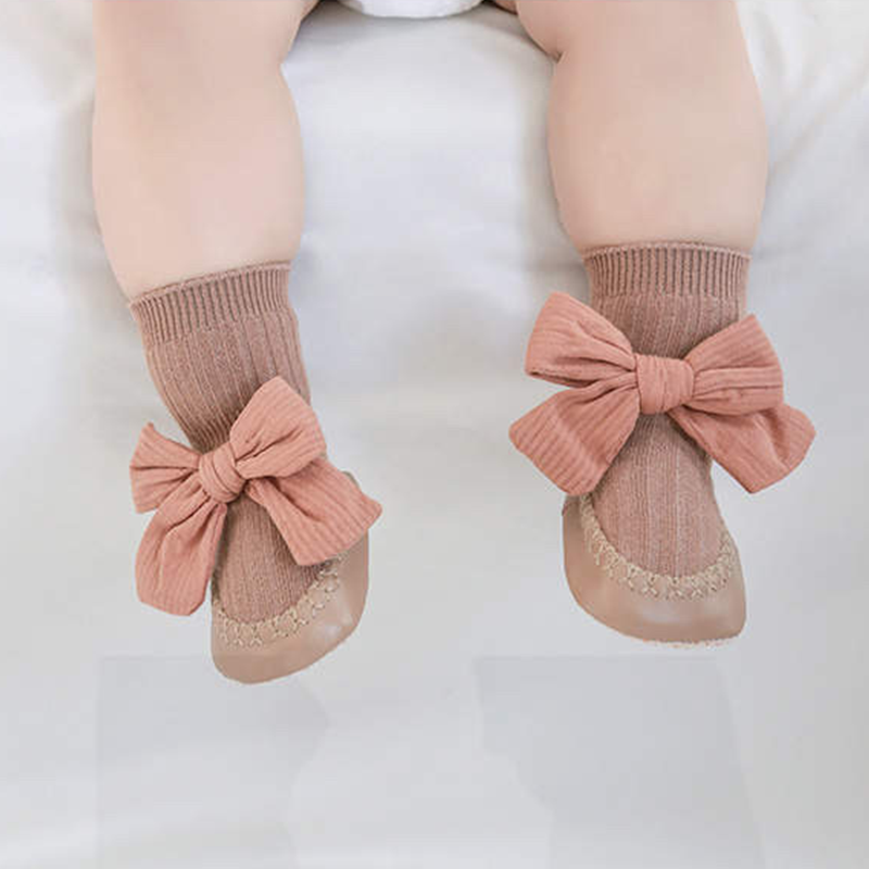 Bow Baby Socks - Peachy Orange