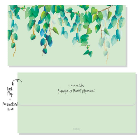 Envelope- Green Watercolor Leaves