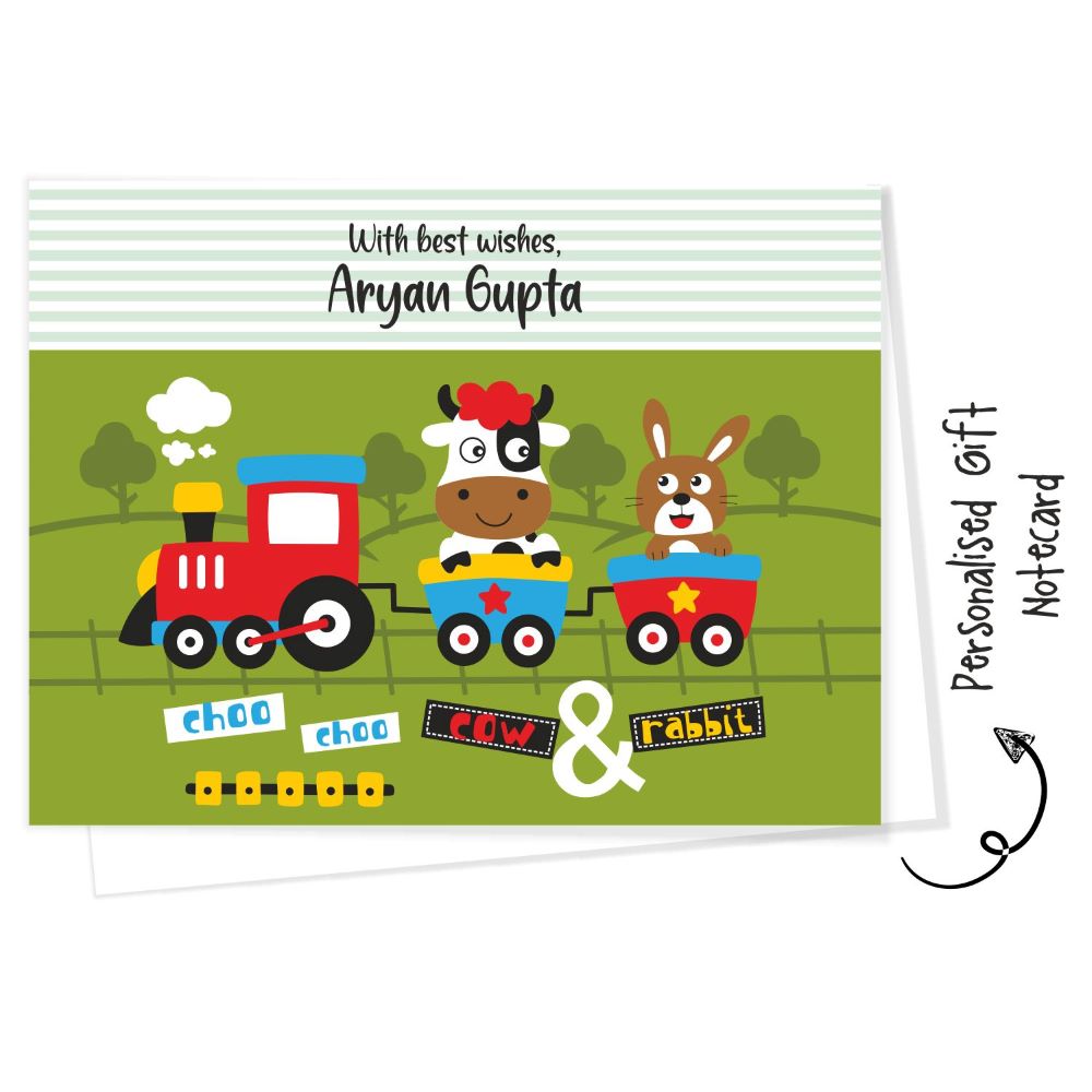 Personalised Gift Notecard -  Cow & Rabbits