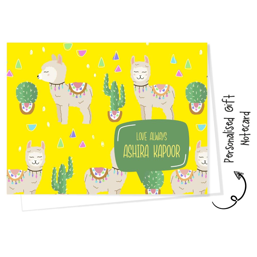 Personalised Gift Notecard - Llama Yellow