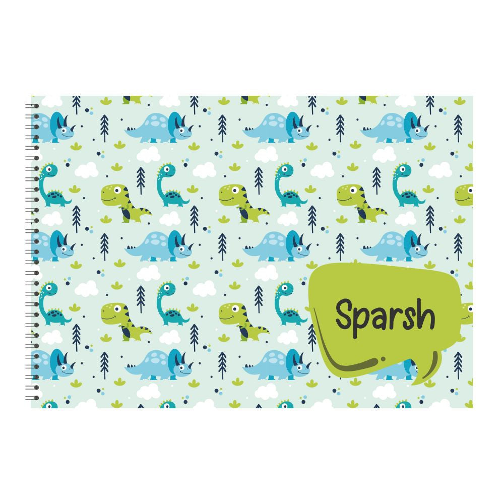 Personalised Sketchbook -Dinosaur Pattern