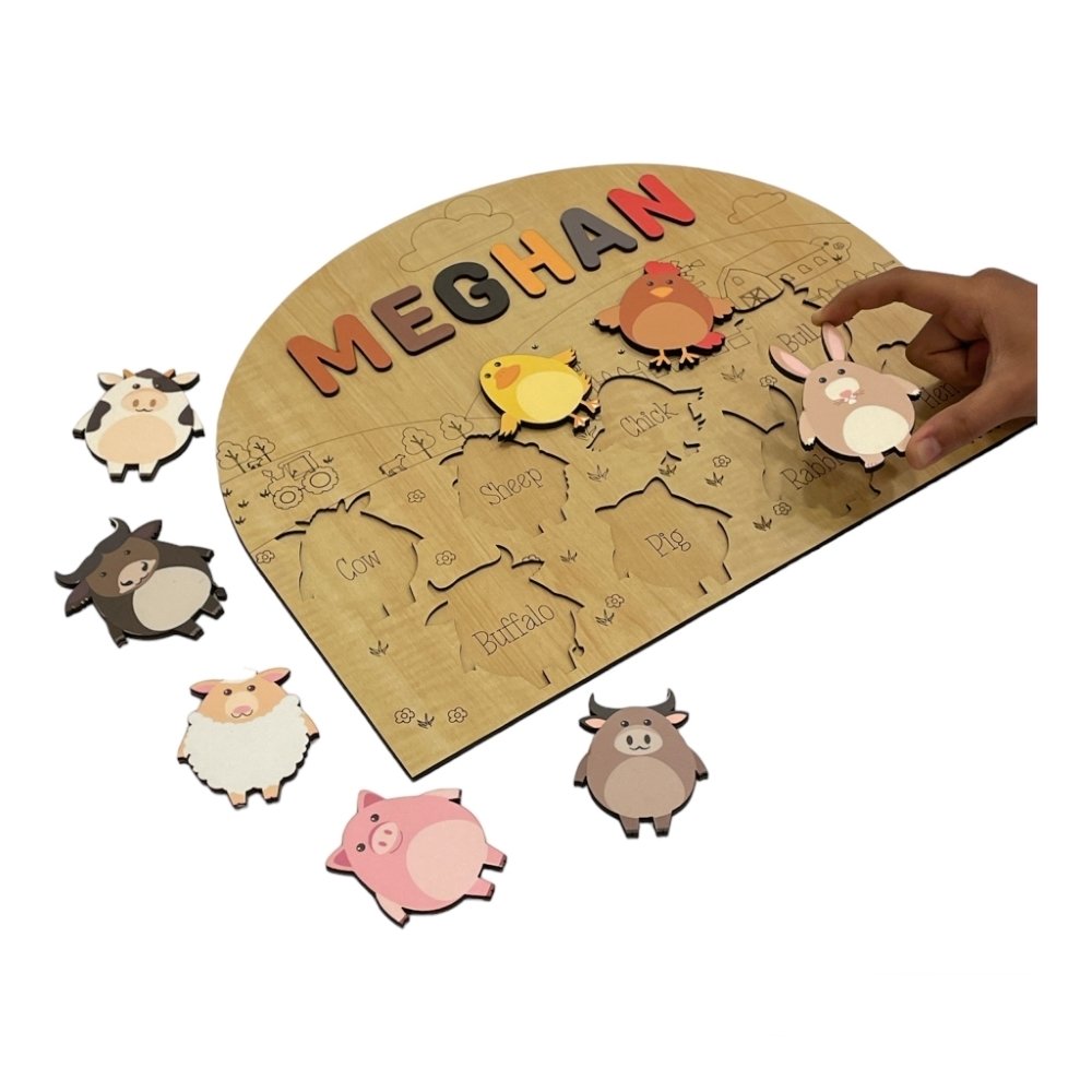 Personalised Wooden Name Puzzle- Farm Animals