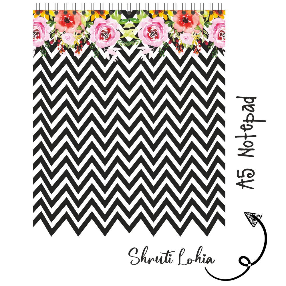 Personalised Notepad - Black Zig Zag