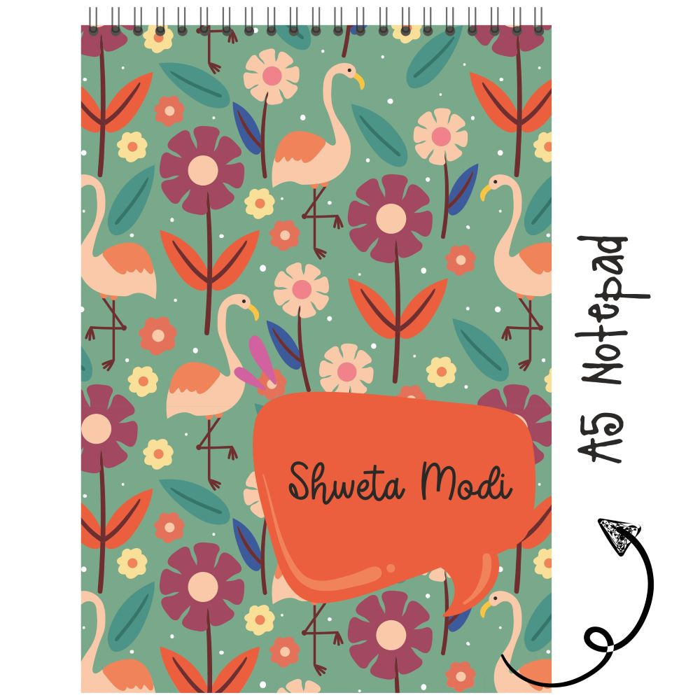 Personalised Notepad - Flamingo Flowers