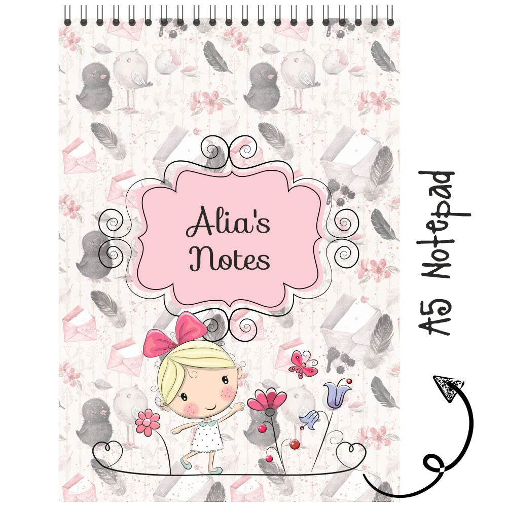 Personalised Notepad - Girl With Butterfly