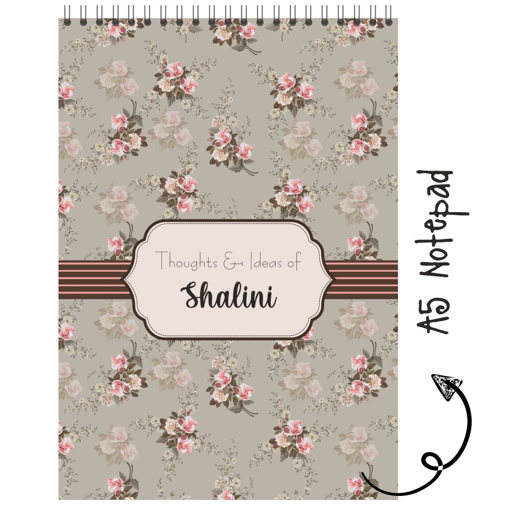 Personalised Notepad - Grey Floral