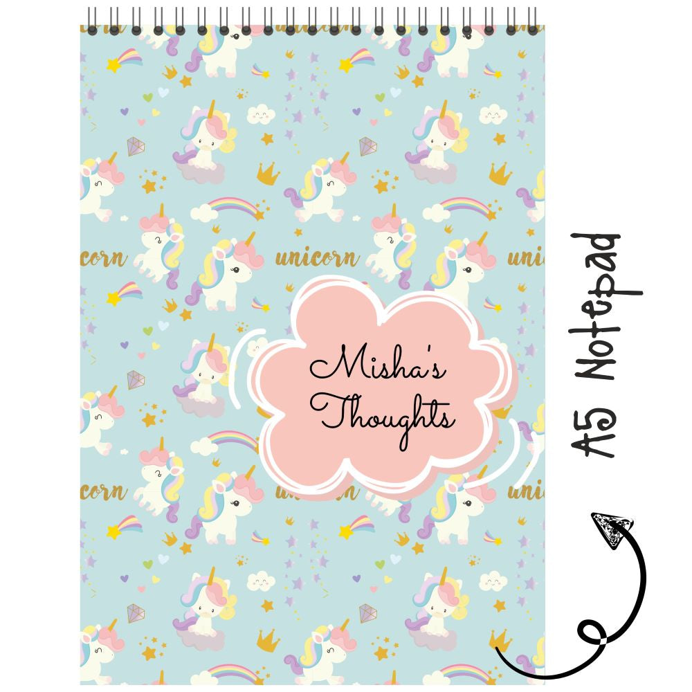 Personalized Notepad Kids - Unicorn On Clouds