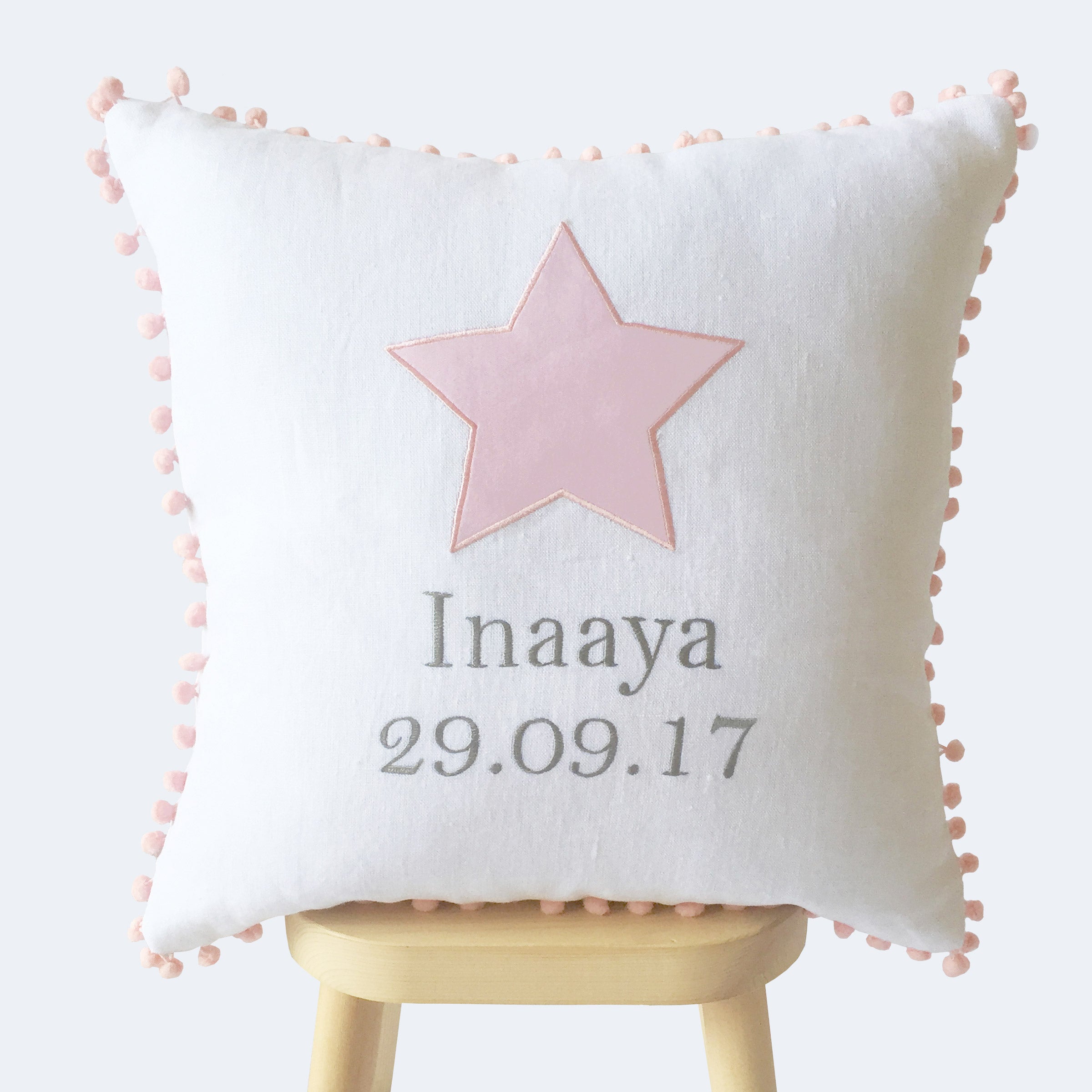 Personalised Name & Birth Date Cushion - Blue
