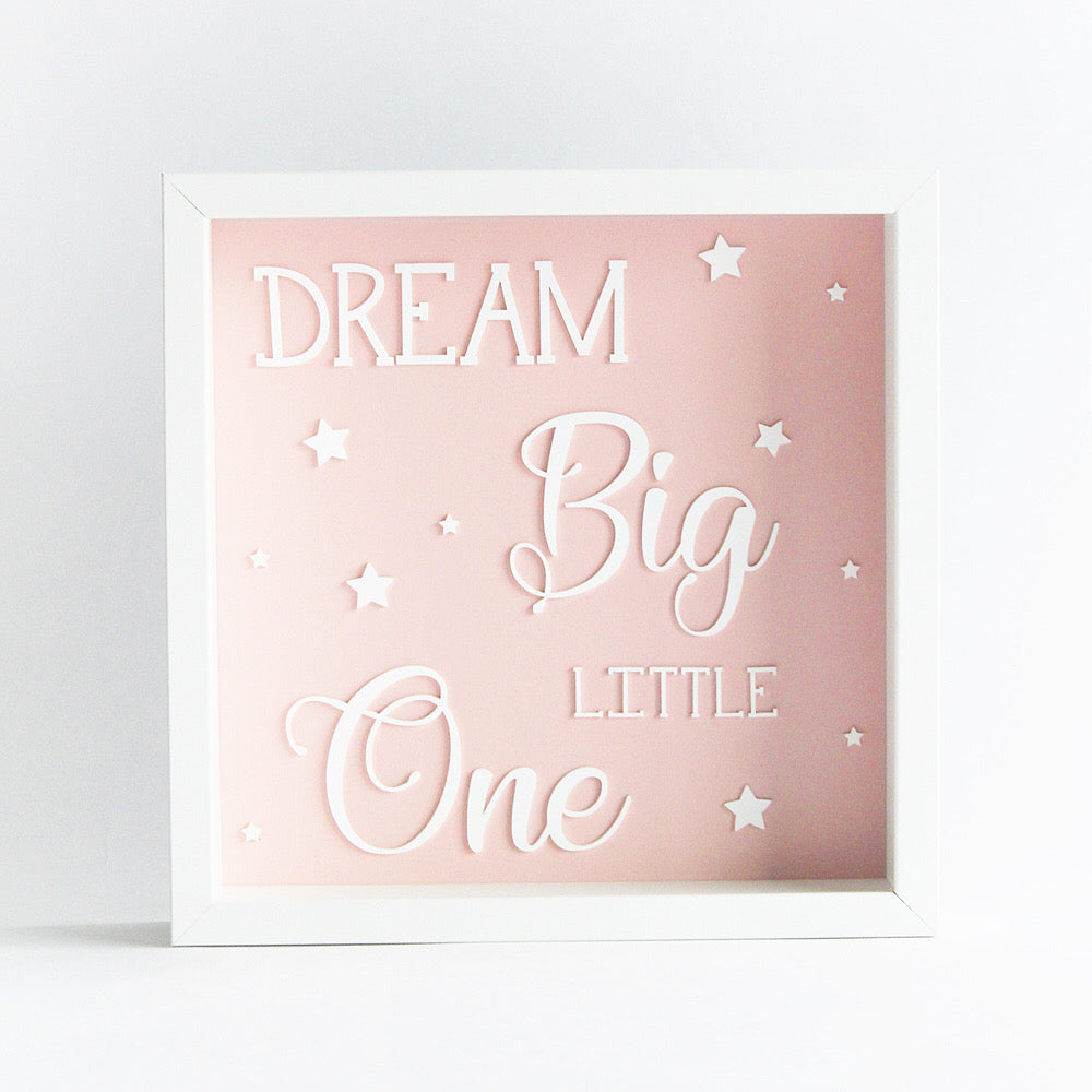 Dream Big Little One Frame - Blue/ Grey/ Pink