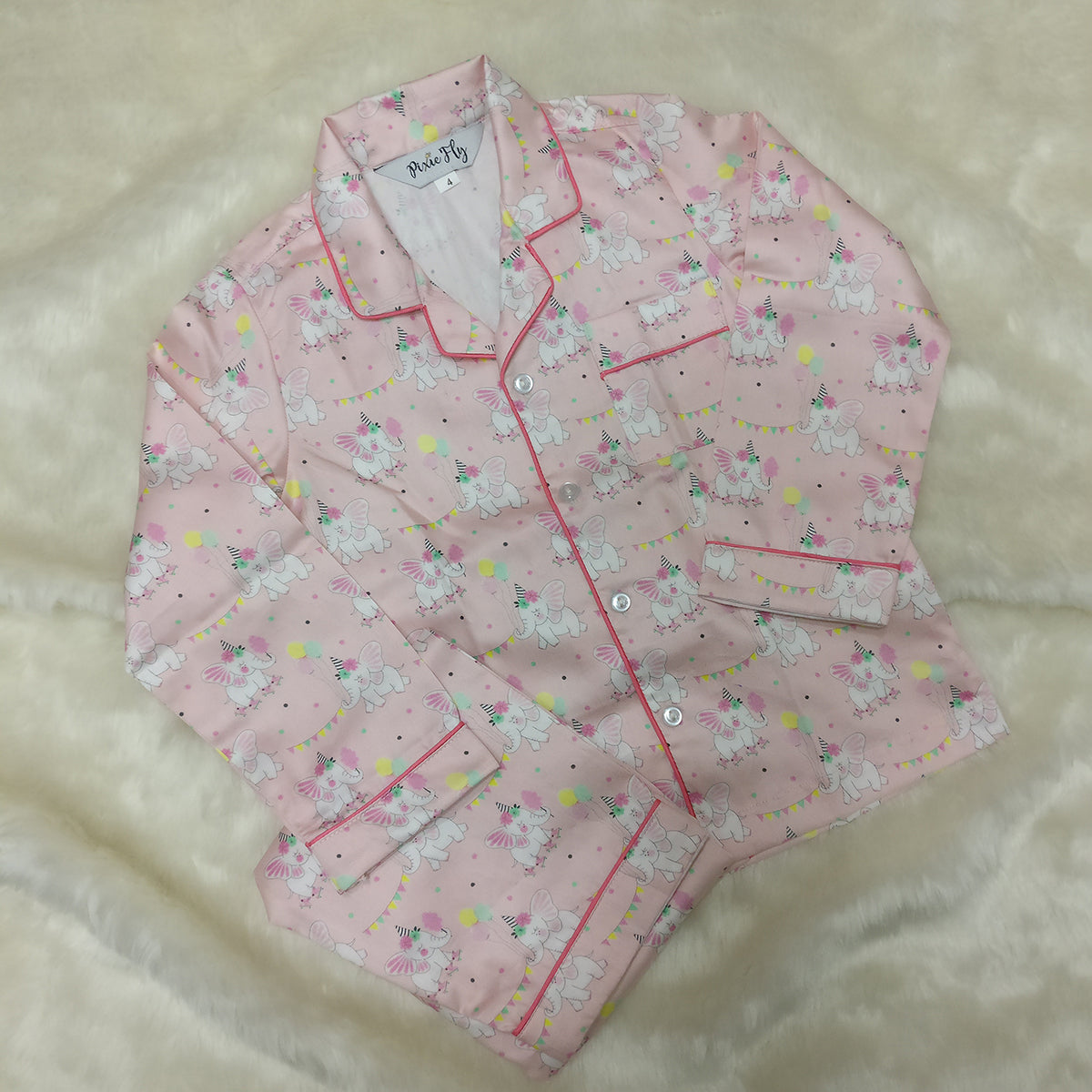 Kid's Pyjama Set - Pink Party Elephants