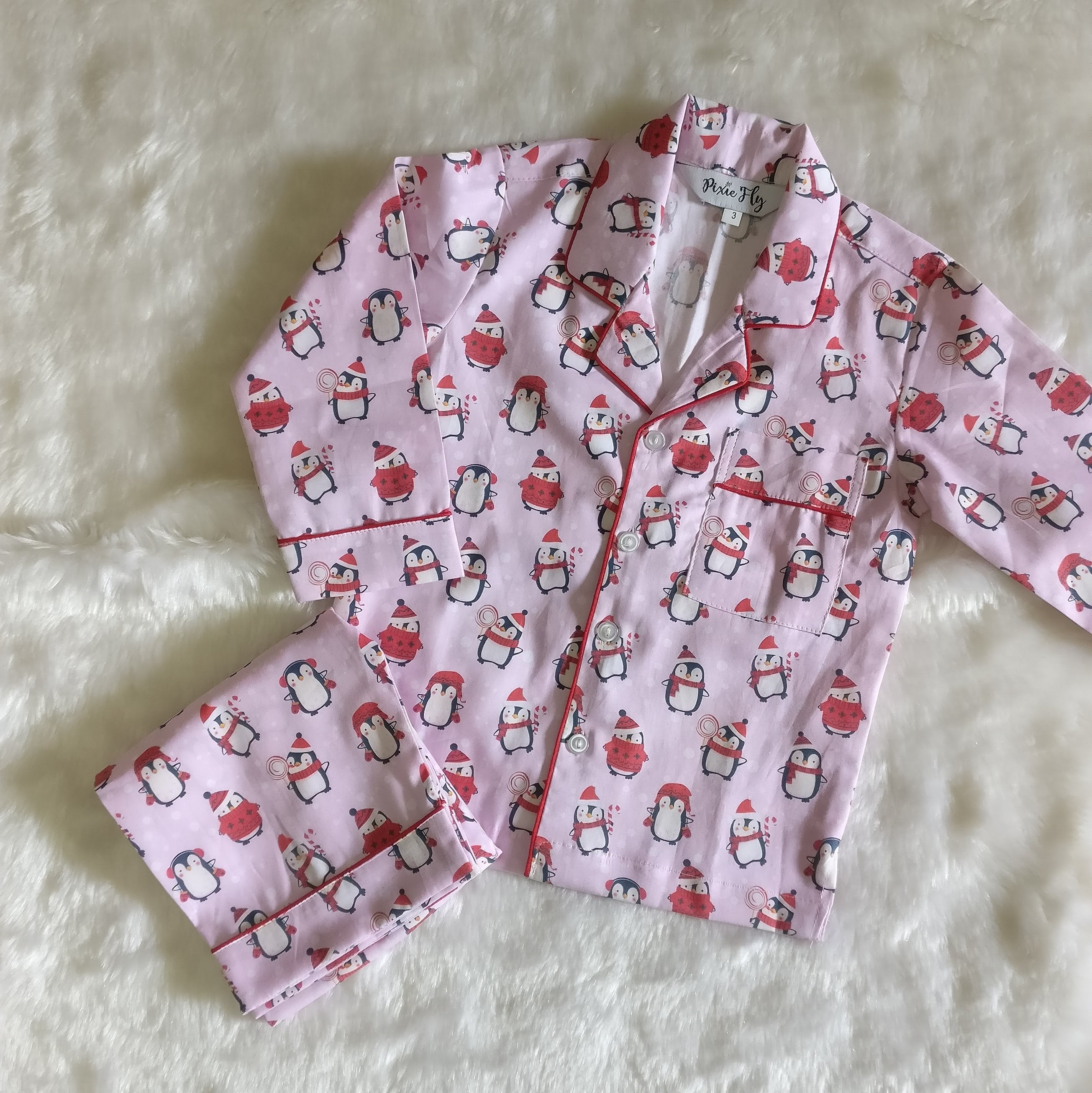 Adult Pyjama Set - (Women) - Pink Penguins
