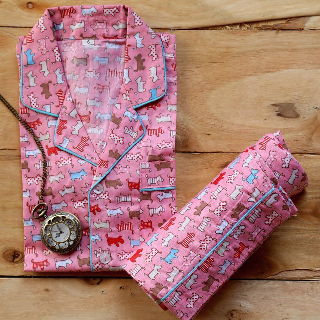 Kid's Pyjama Set - Pink Puppies