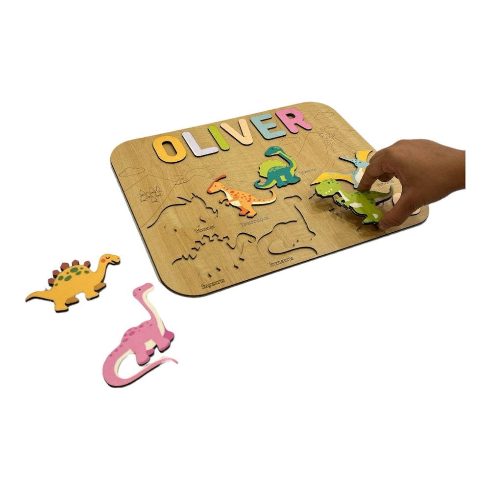 Personalised Wooden Name Puzzle - Dinosaurs