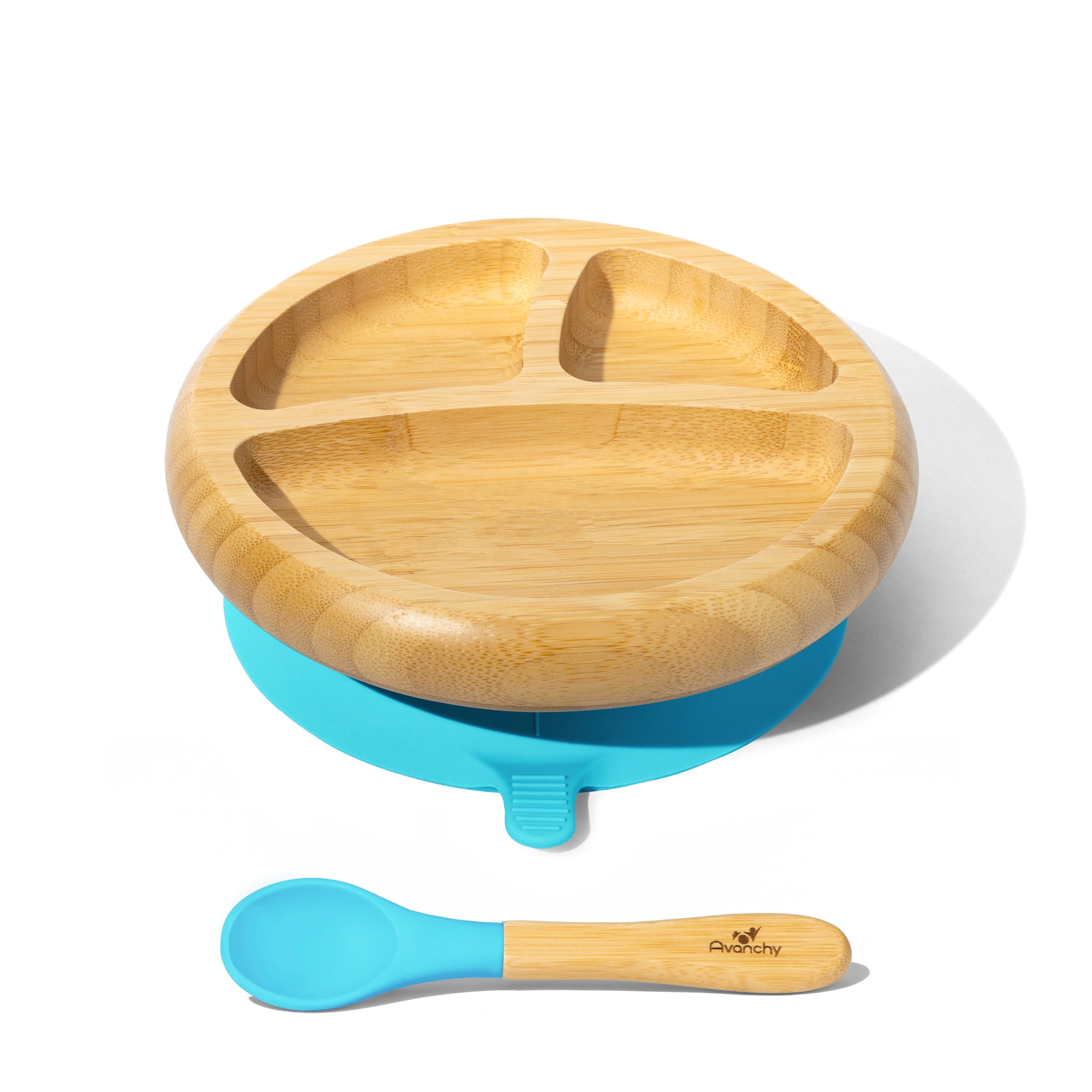 Avanchy Bamboo Baby Plate & Spoon - Blue