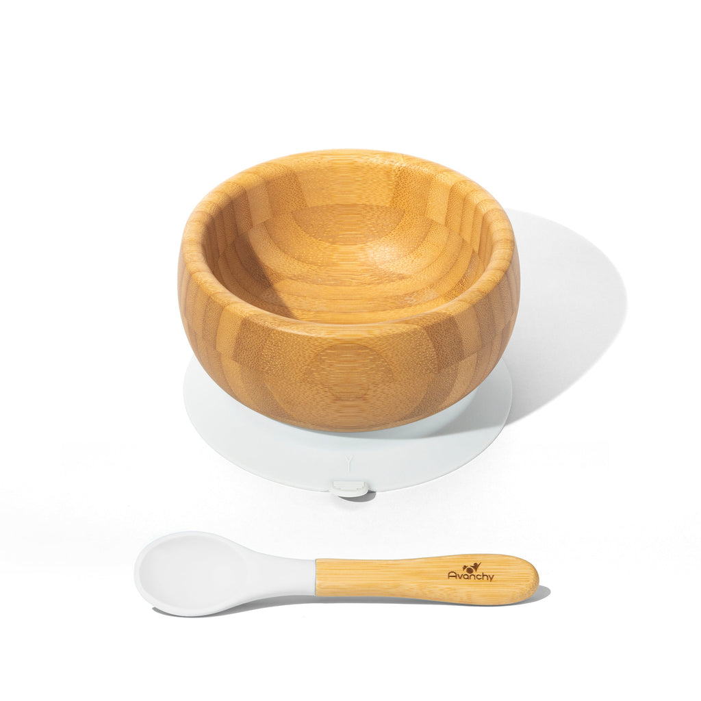 Avanchy Bamboo Baby Bowl & Spoon - Blue