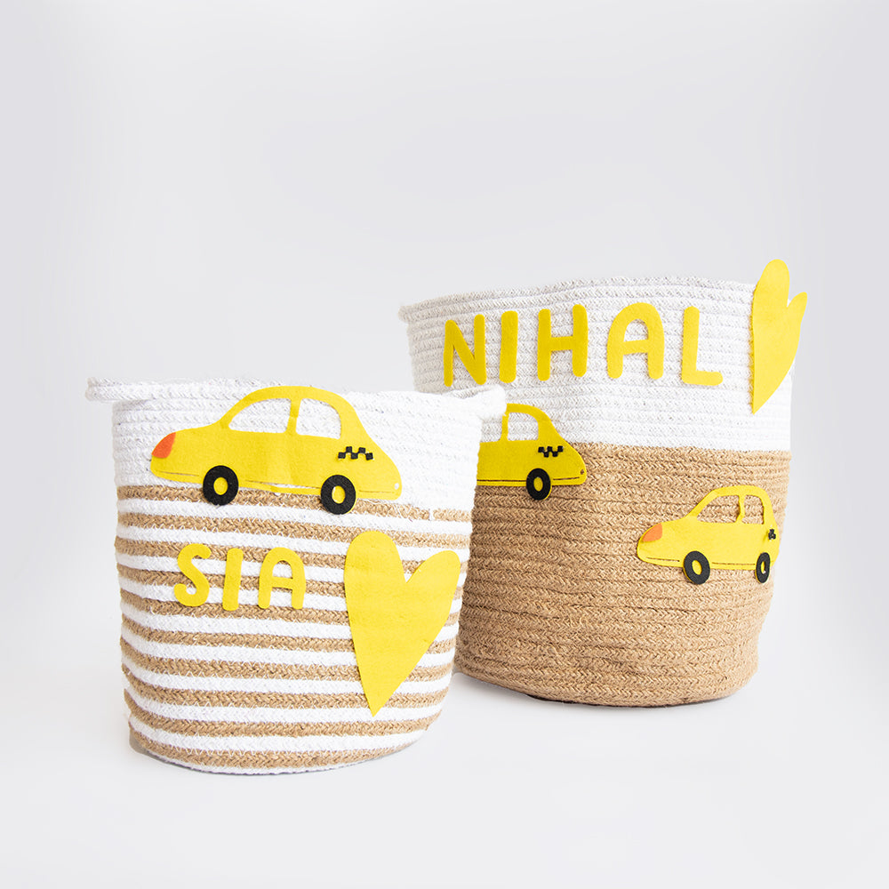 Love for Cars- Cotton Rope Basket (Individual/ Set Of 2)