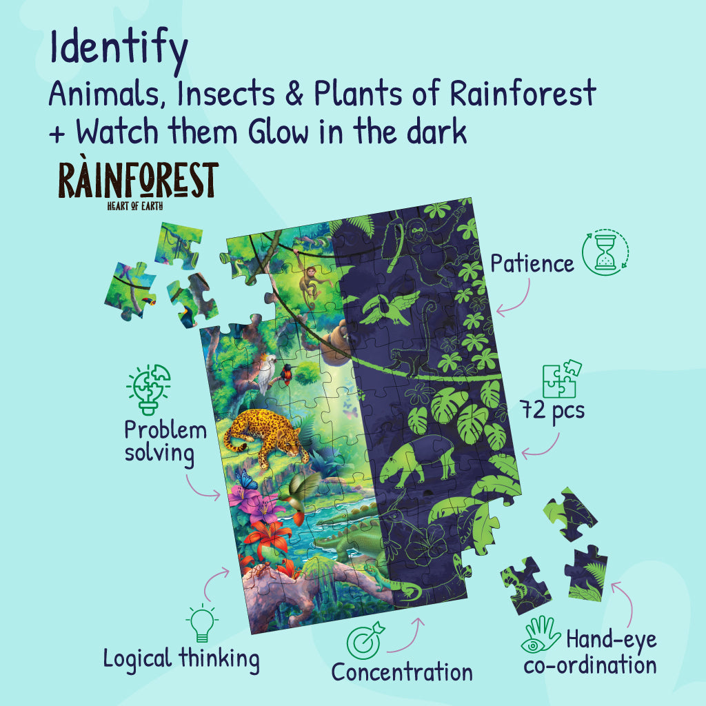 Rainforest Heart Of Earth - Glow In The Dark - 72 Piece Puzzles