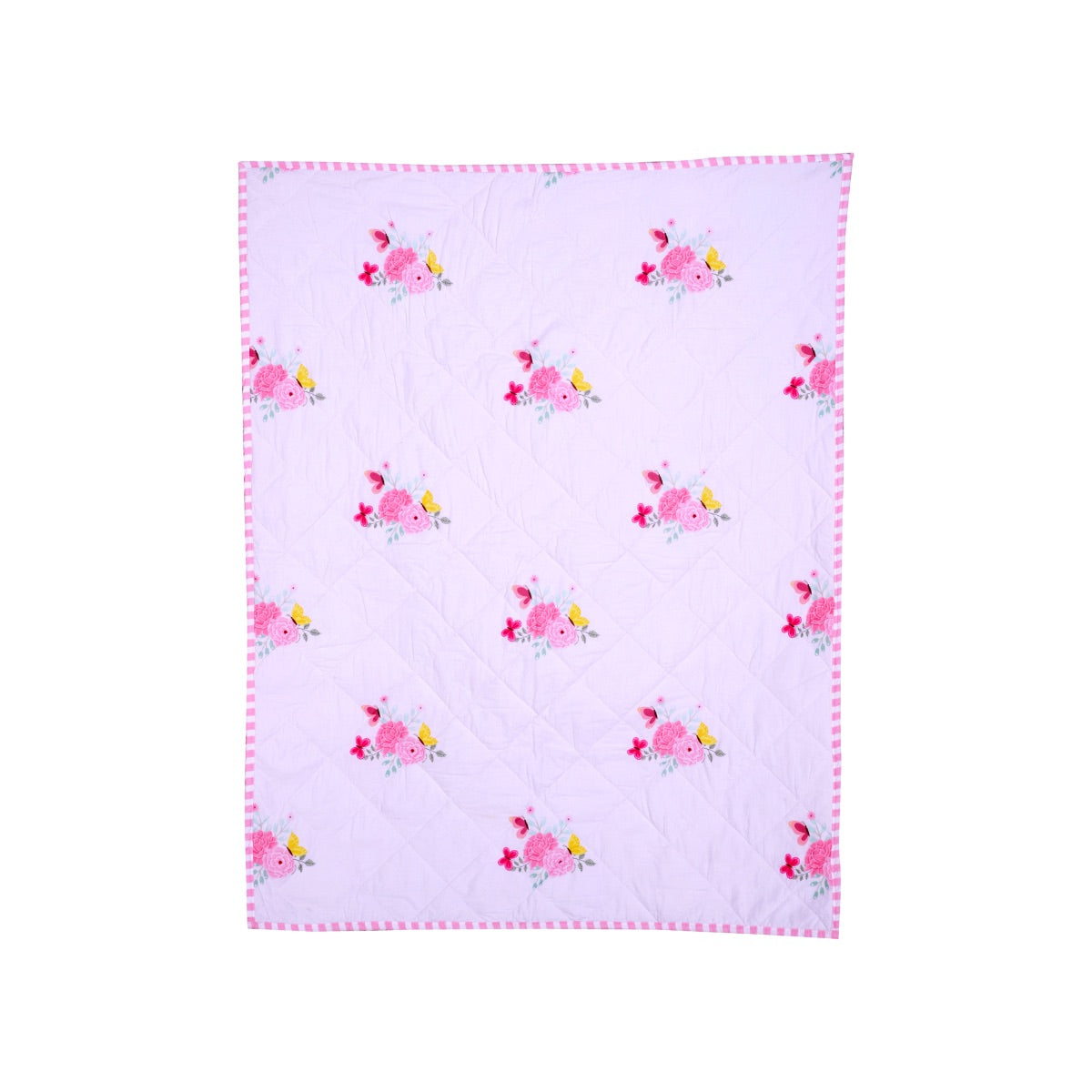 Little By Little Floral & Flutter Baby Quilt Blanket, Pink