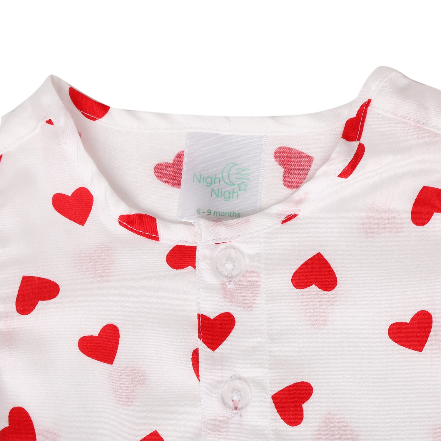 Red Hearts Pure Cotton Baby Girl Nightsuit
