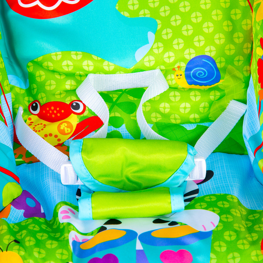Baby Moo Newborn To Toddler Portable Bouncer With Hanging Toys Blue & Green