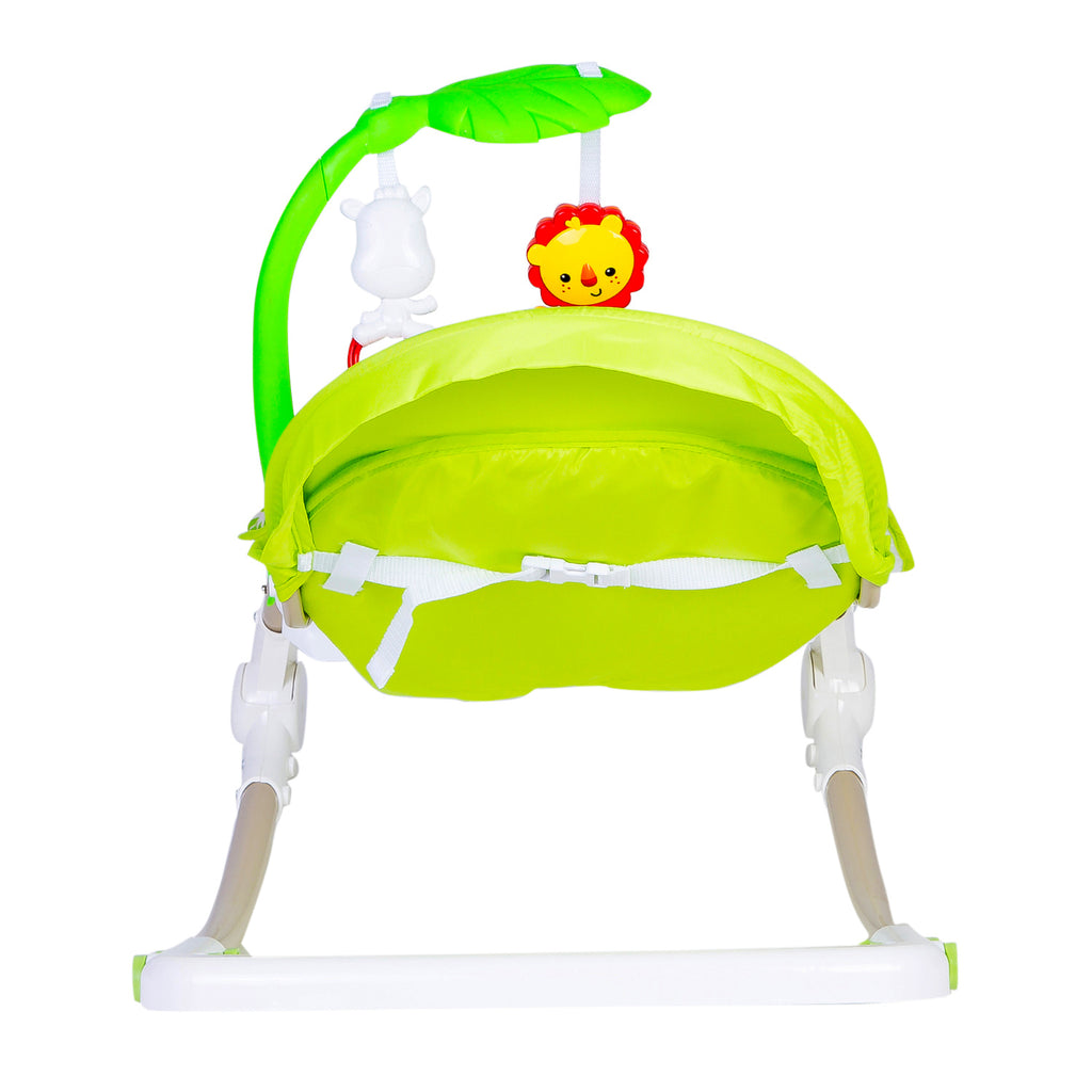 Baby Moo Newborn To Toddler Portable Musical  Rocker With Hanging Toys Green