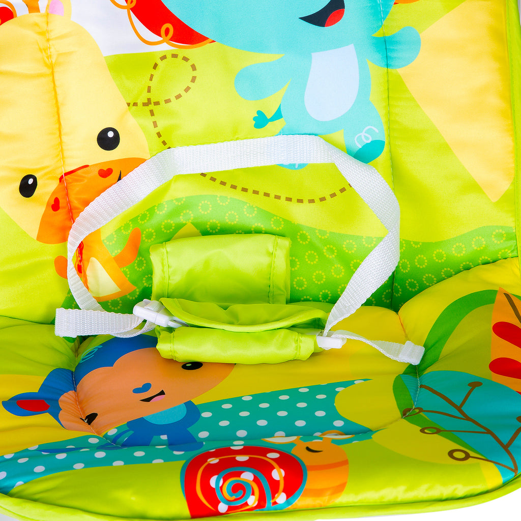 Baby Moo Bright Stars Foldable Musical Comfortable Swing Jungle Print Green