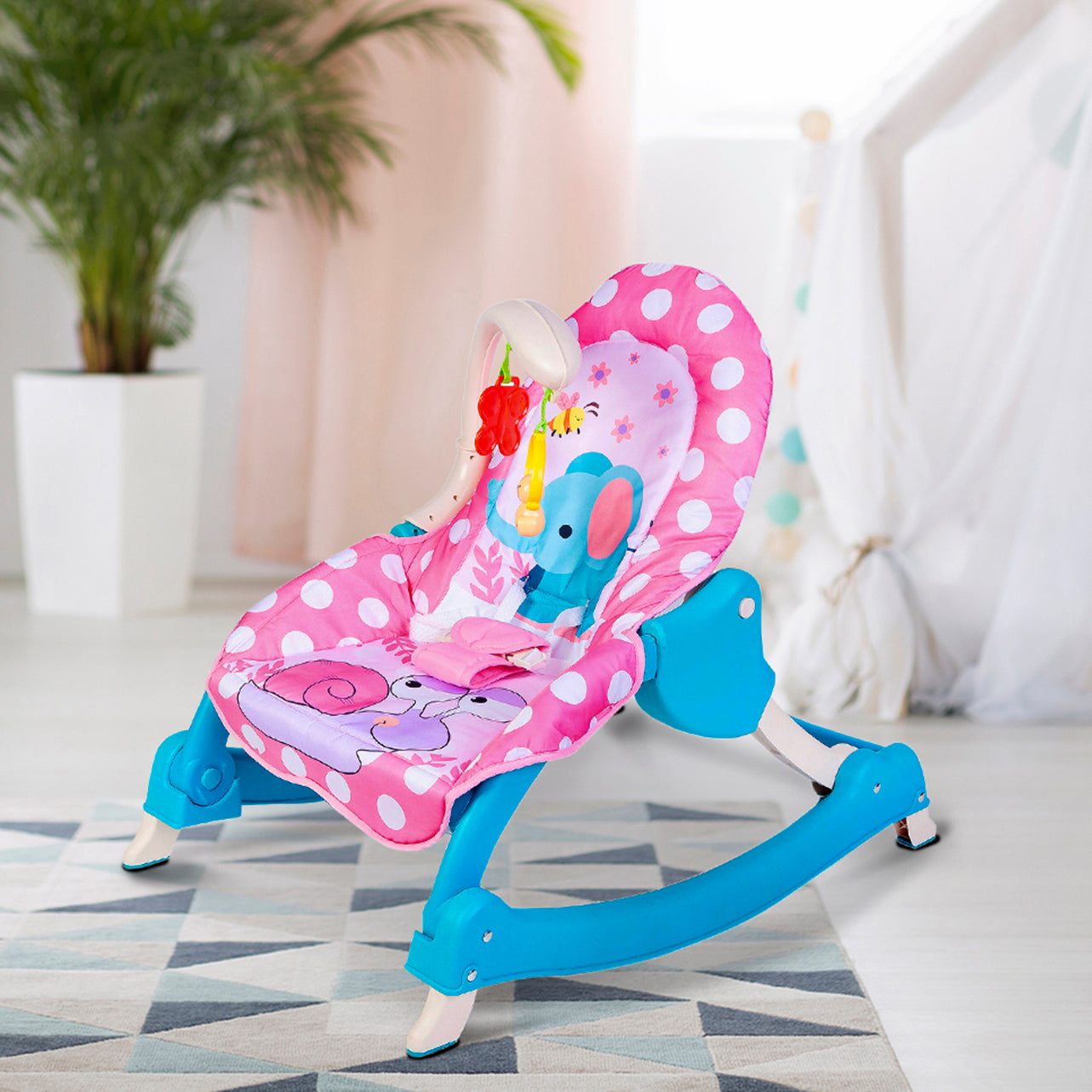 Baby Moo 3 Adjustable Level Backrest Musical Baby Rocking Chair Polka Dot