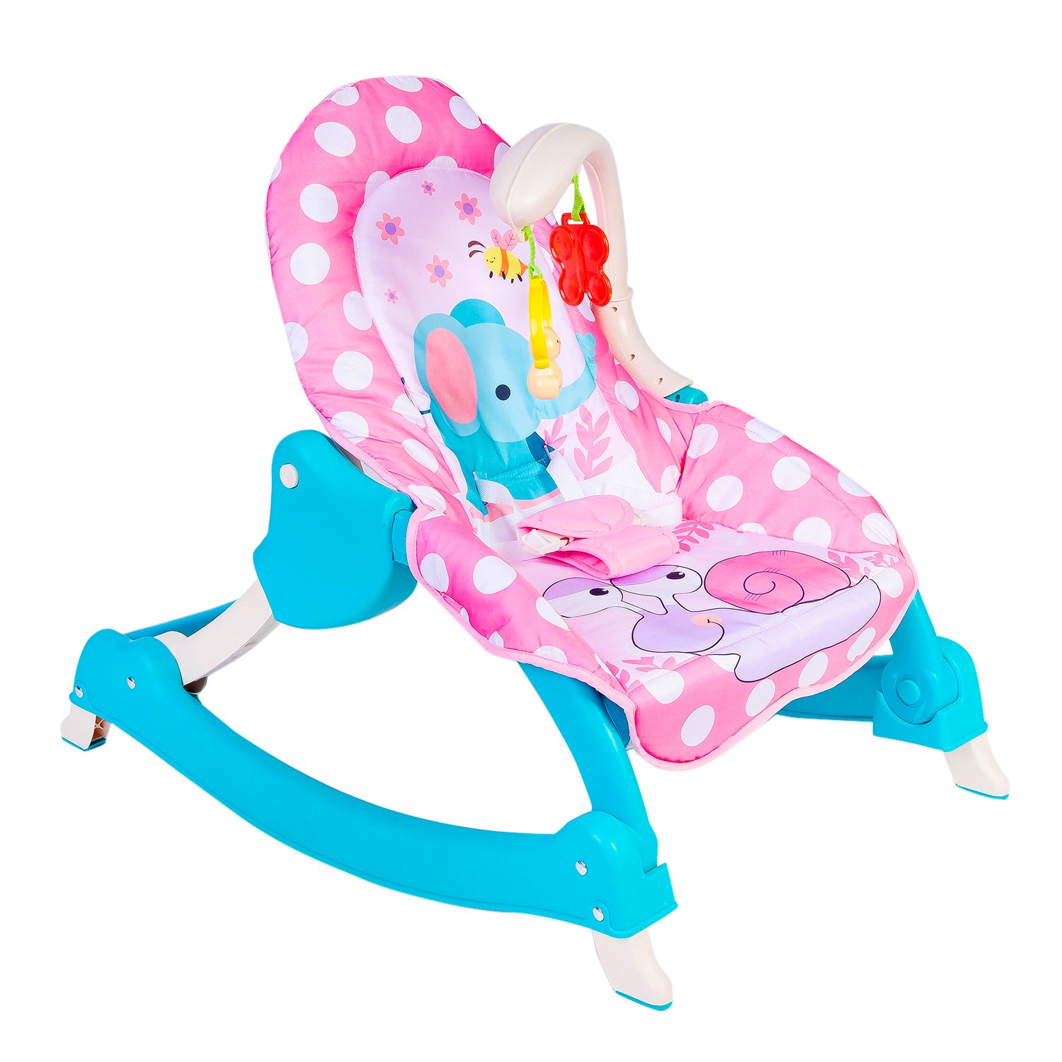 Baby Moo 3 Adjustable Level Backrest Musical Baby Rocking Chair Polka Dot