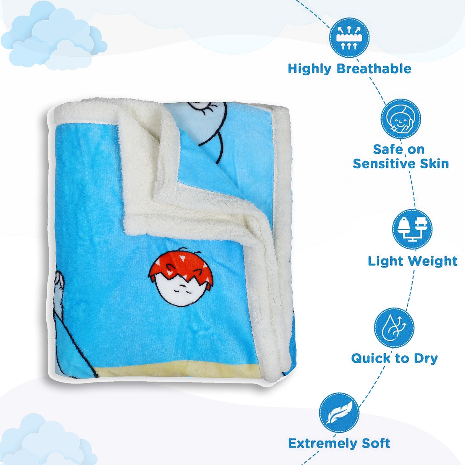Baby Moo Dino Ride Super Soft Swaddling All Season Blanket - Blue