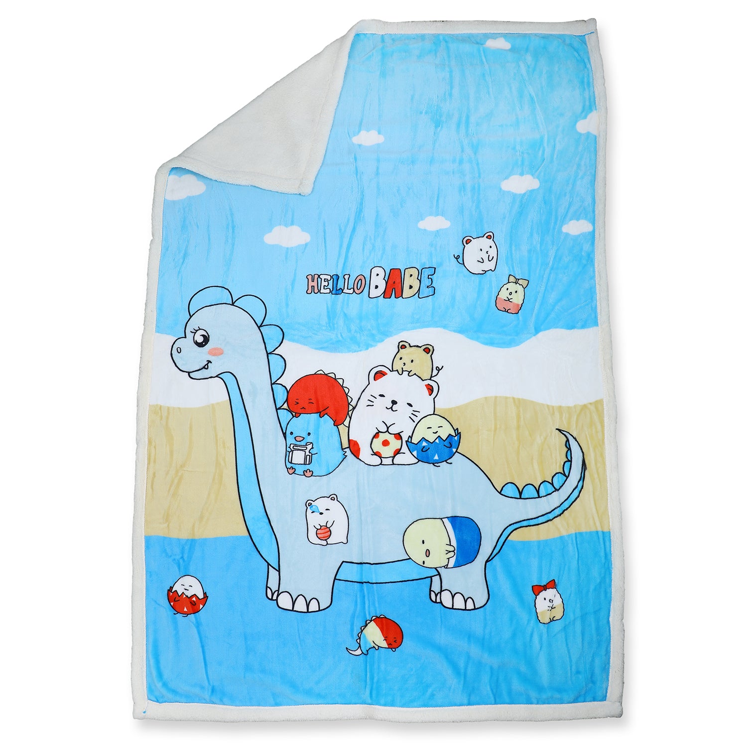 Baby Moo Dino Ride Super Soft Swaddling All Season Blanket - Blue