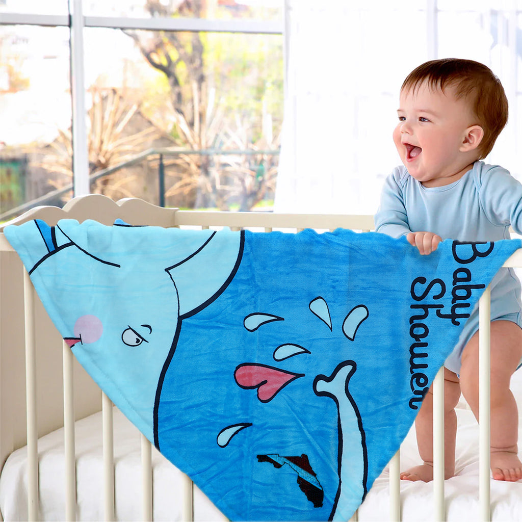 Baby Moo Elephant Shower Super Soft Swaddling All Season Blanket - Blue