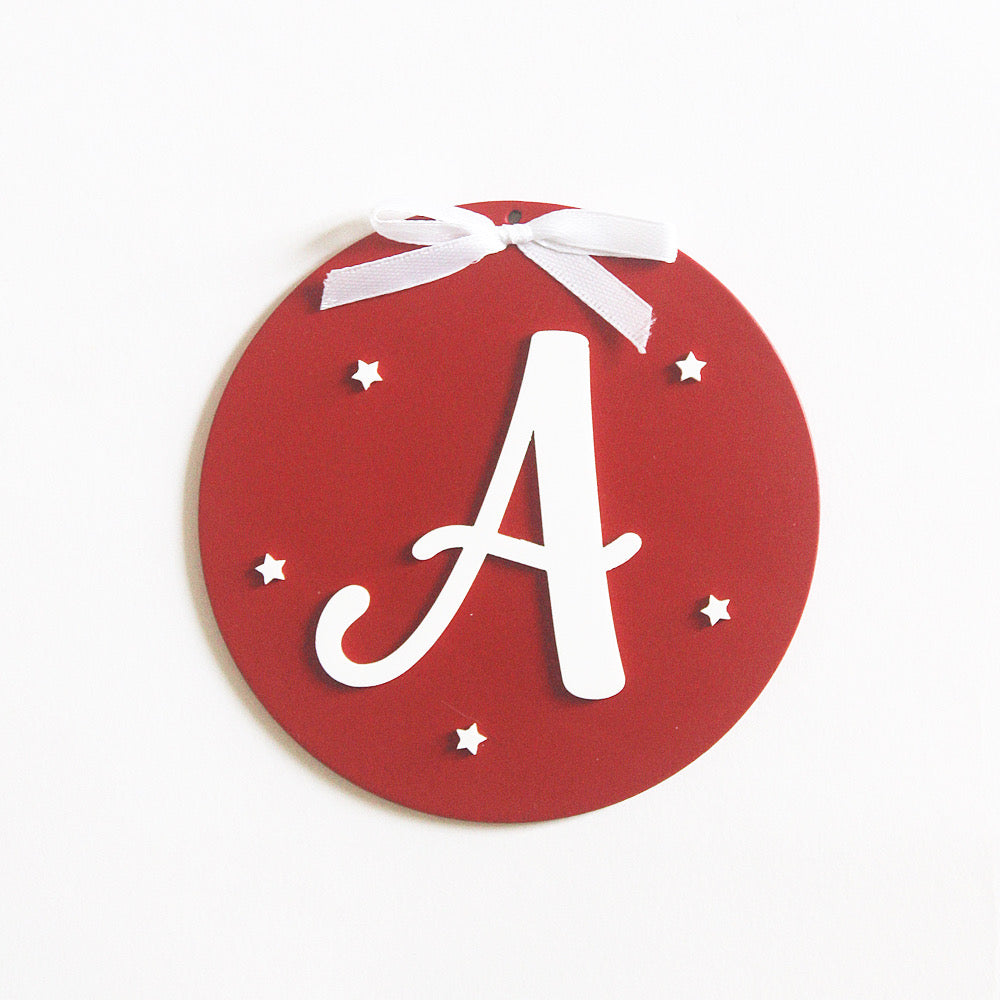 Red Initial Christmas Ornament