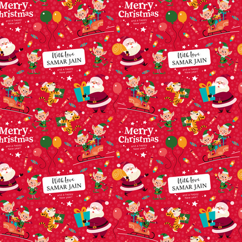 Personalised Wrapping Paper 19 x 26.5" - Red Santa, Set of 5