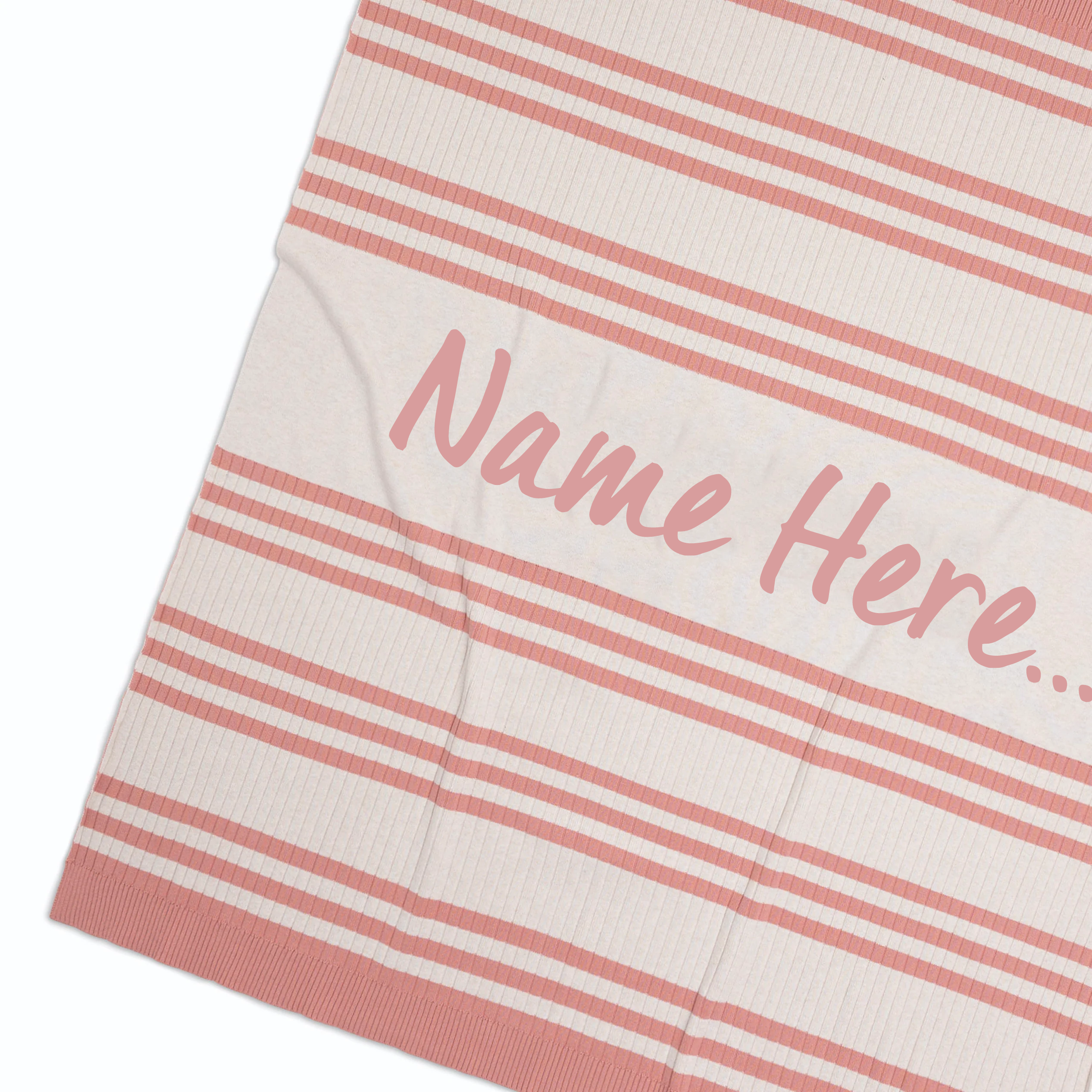 Rosette Personalized Organic Cotton Knitted Stripe Rib Blanket