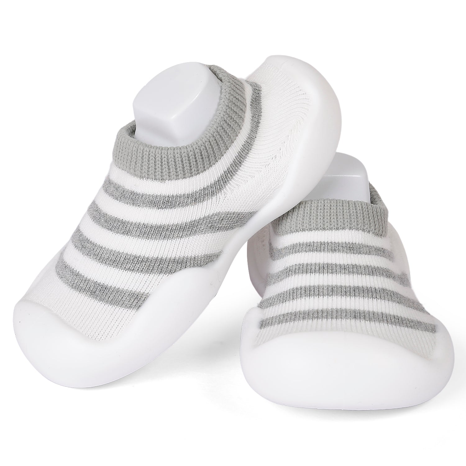 Baby Moo Slip-On Shoes Striped Grey