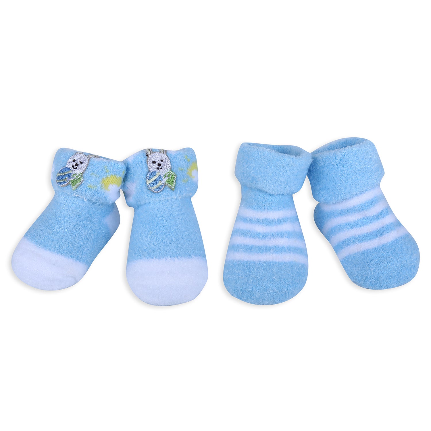 Baby Moo Bunny Stripes Newborn Breathable Infant Cotton Socks - Blue