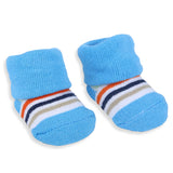 Baby Moo Lorry And Stripes Newborn Breathable Infant Cotton Socks - Blue
