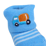 Baby Moo Lorry And Stripes Newborn Breathable Infant Cotton Socks - Blue