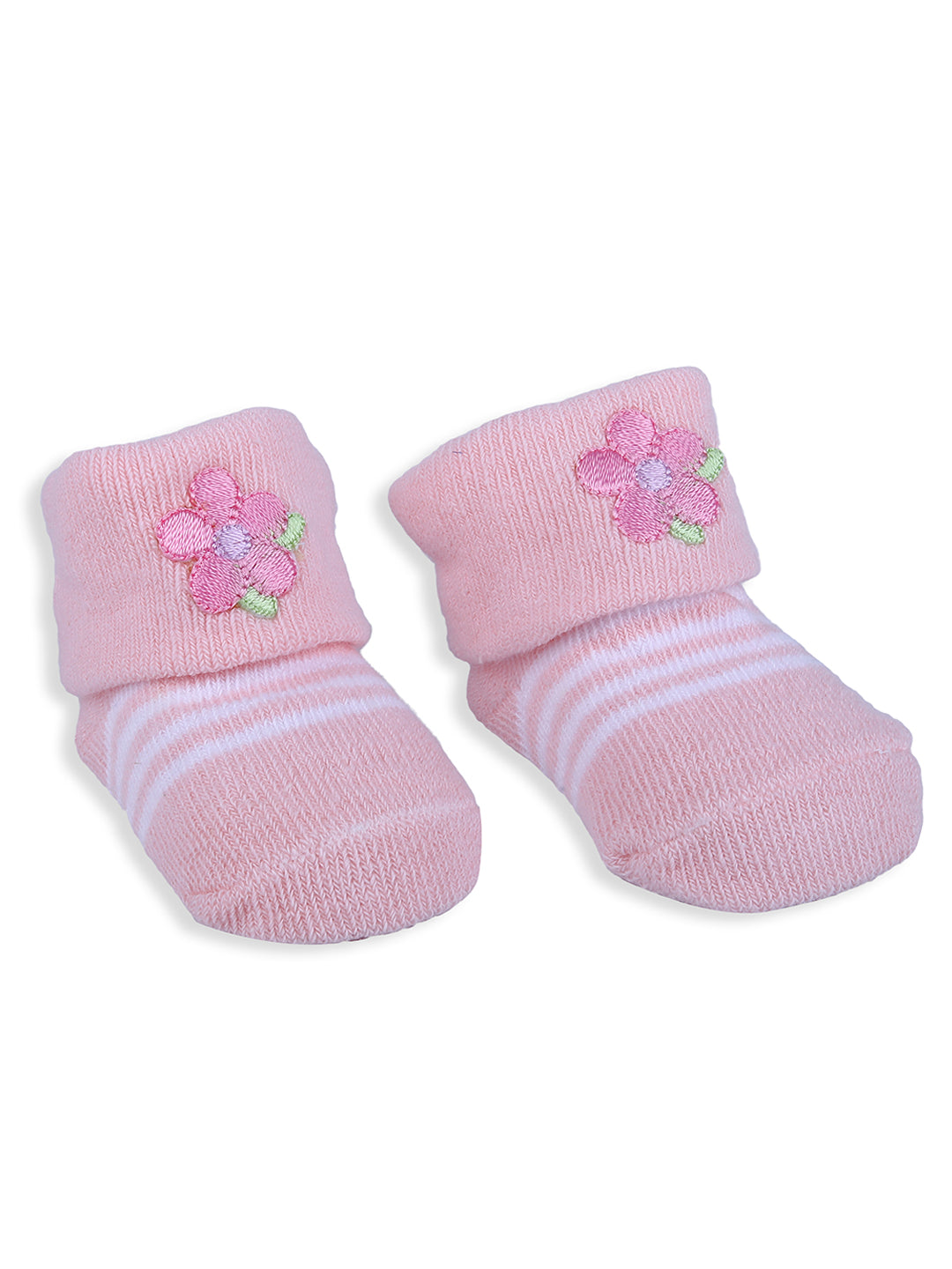 Baby Moo I Love Mommy Floral Newborn Breathable Infant Cotton Socks - Pink