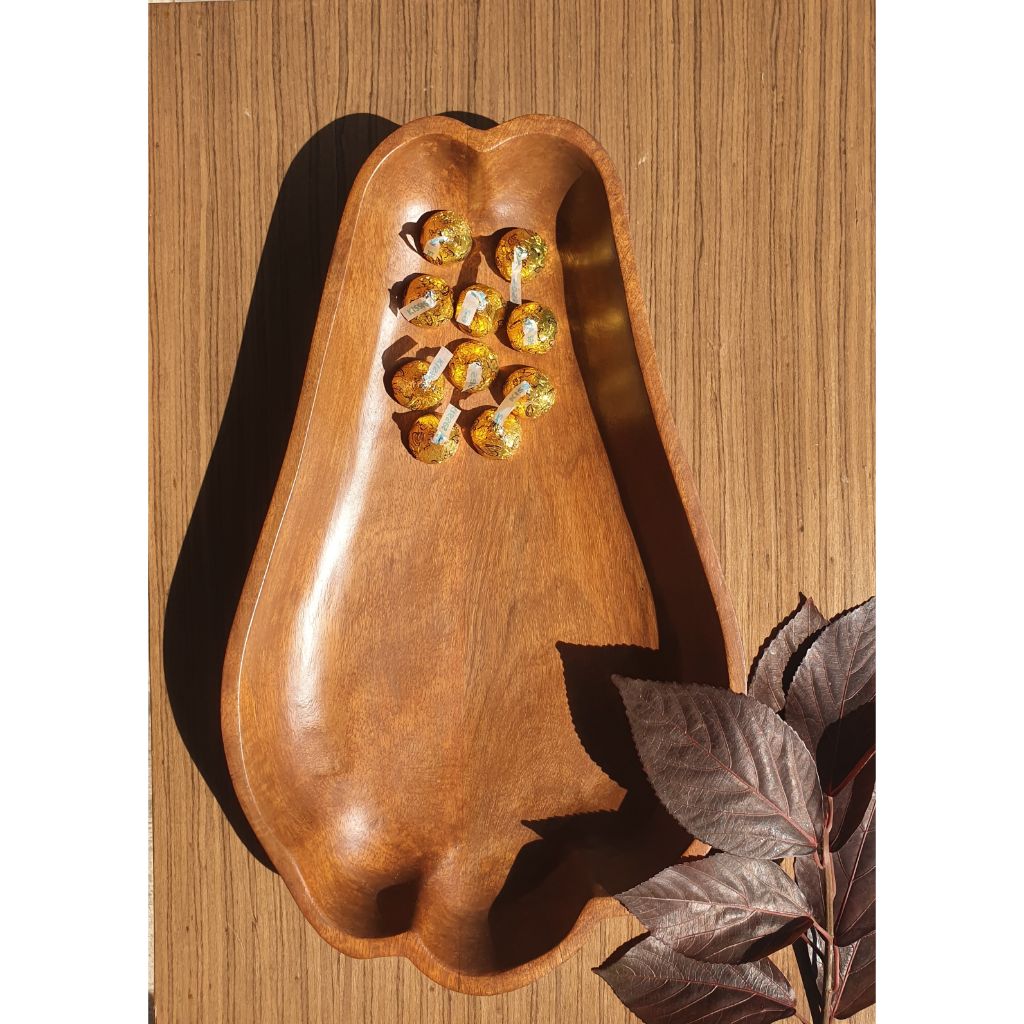 Papaya-Shaped Wooden Platter