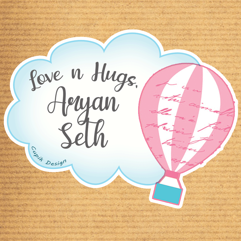 Personalised Hot Air Balloon Shaped Gift Stickers