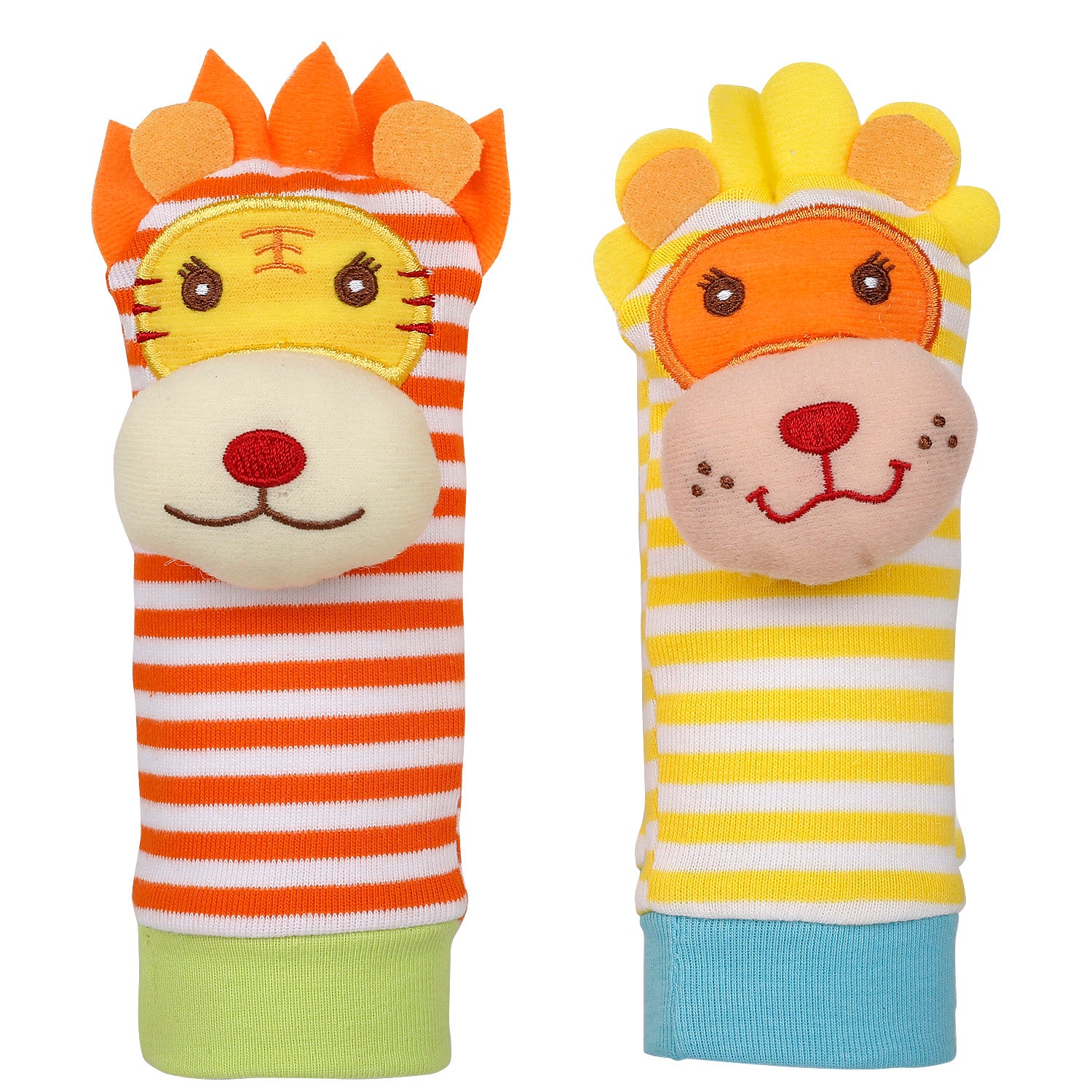 Baby Moo Wild Cats Yellow And Orange Set of 2 Socks Rattle