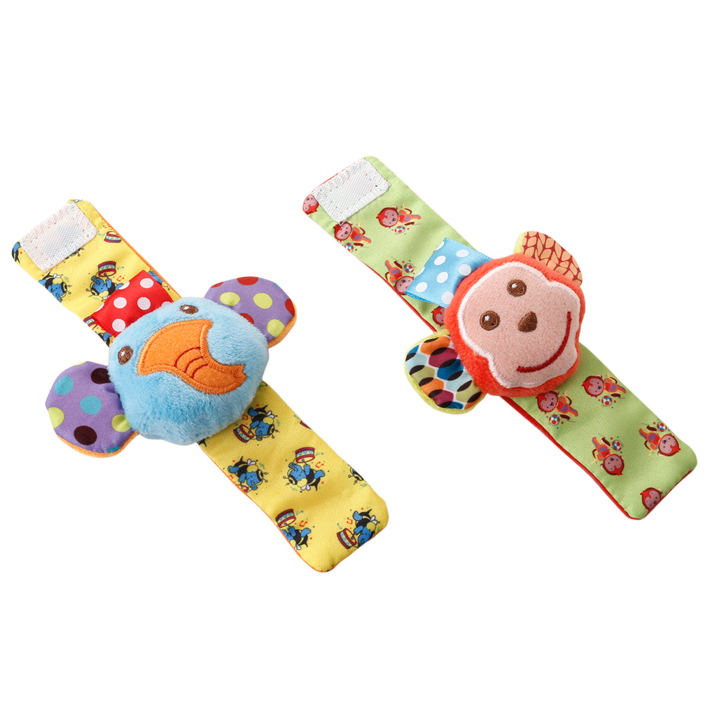 Baby Moo Elephant And Monkey Multicolour Set of 2 Wrist Rattle