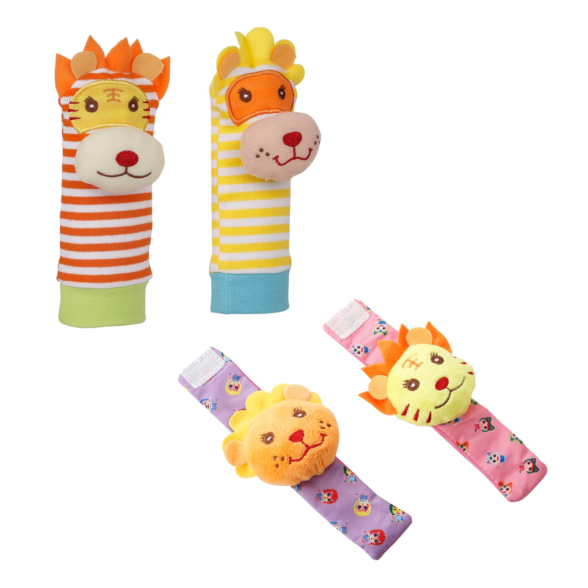 Baby Moo Wild Cats Multicolour Set of 4 Socks And Wrist Rattle