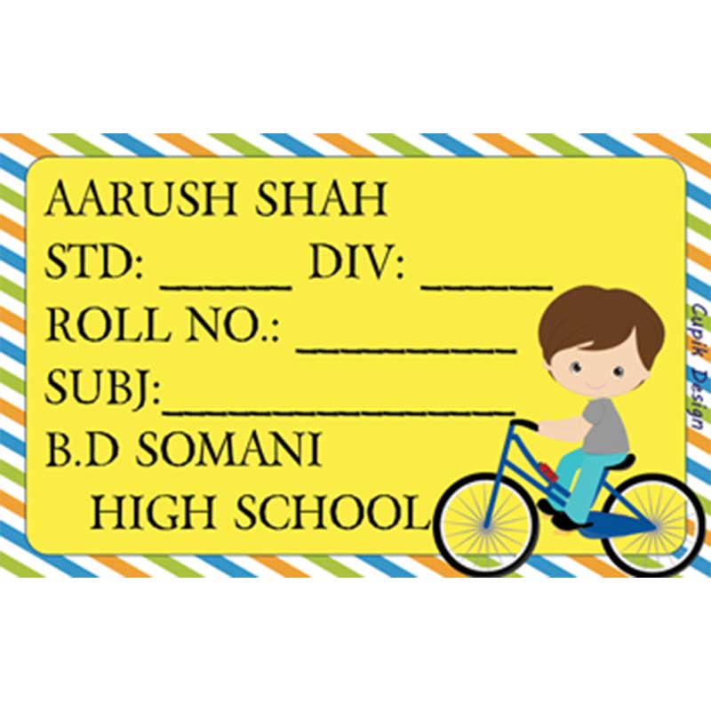 Personalised School Book Labels - Cyclist, Pack of 20