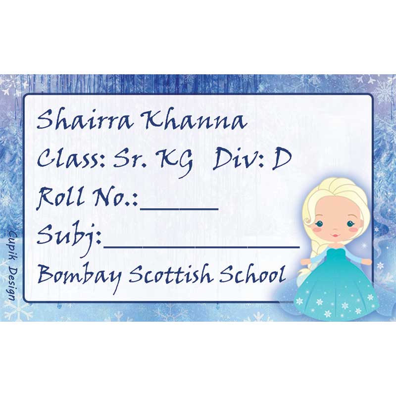 Personalised School Book Labels - Frozen, Pack of 20